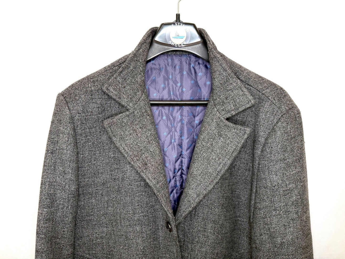 Jingpinfushi Mens L Wool Blend Overcoat Gray Quilted Lined 3 Button Coat Jacket