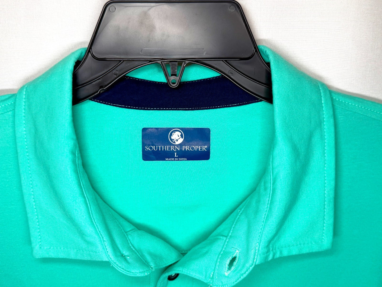 Southern Proper Men's Size Large L Polo Shirt Short Sleeve Mint Green Cotton