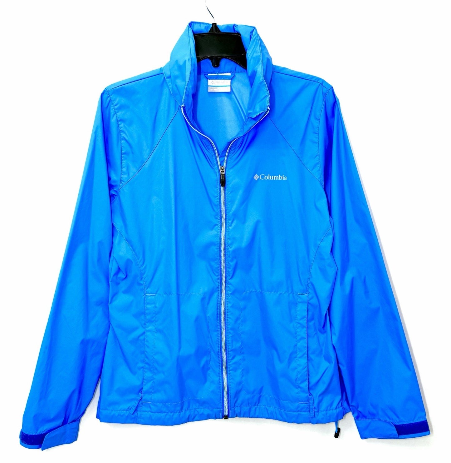 Columbia Womens Switchback III Rain Jacket Blue Sz M Packable Hooded Windbreaker