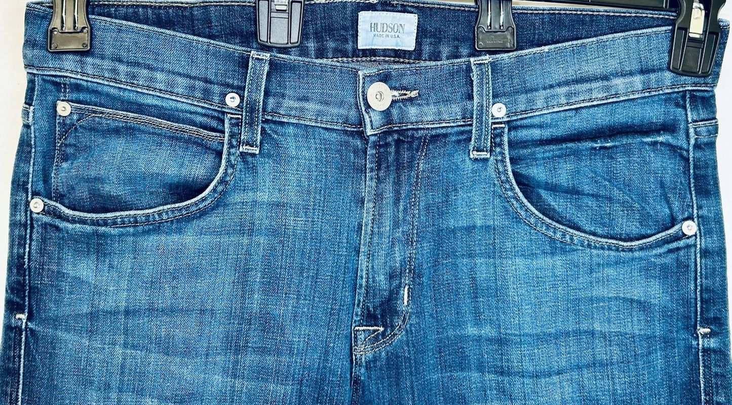 Hudson Jeans Mens 33x32 Byron Five Pocket Straight Blue Button-Fly Preppy City