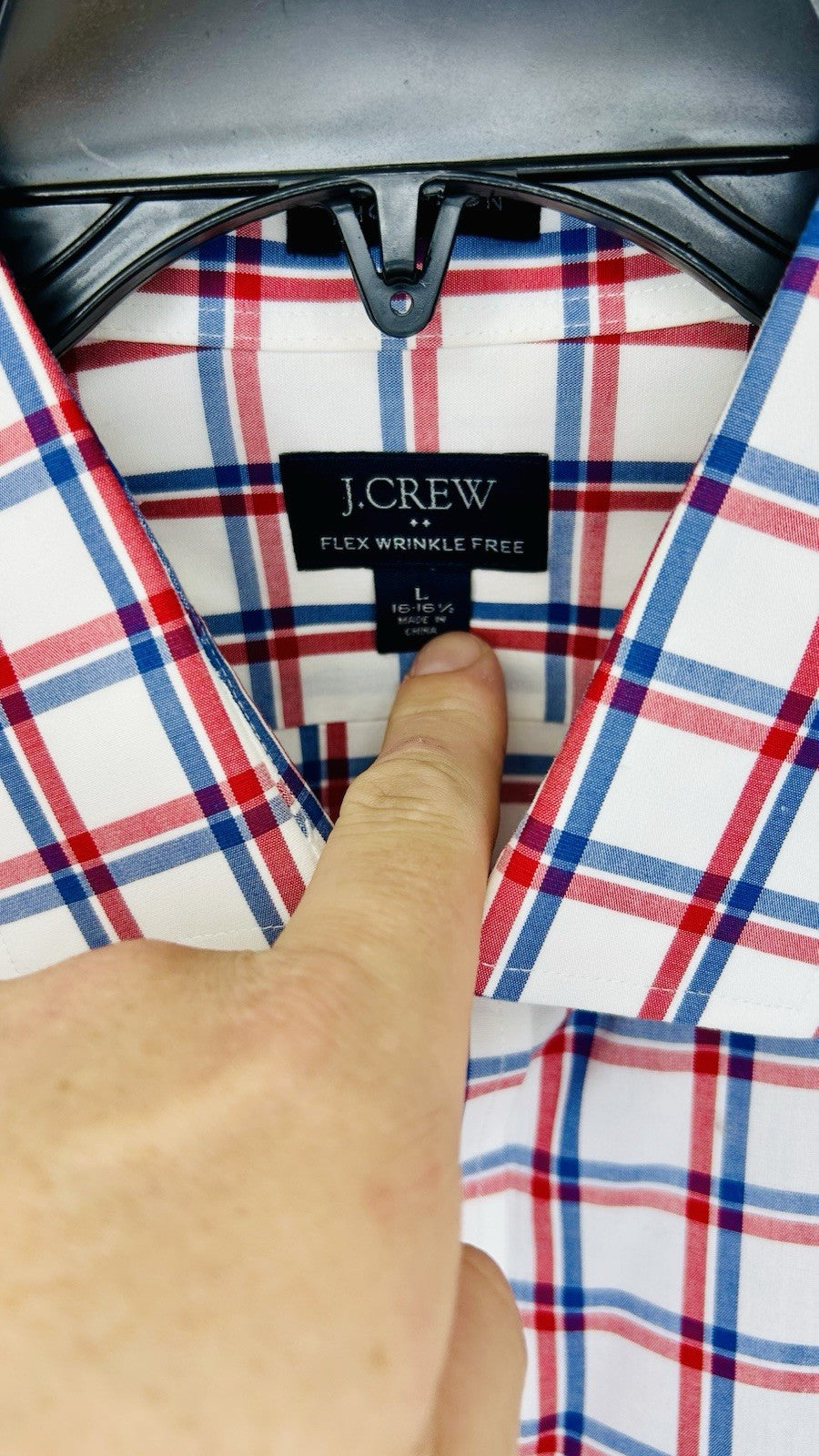J.Crew Flex Wrinkle Free / Red/Blue Checkered Button Up / Men’s Large 16-16 1/2
