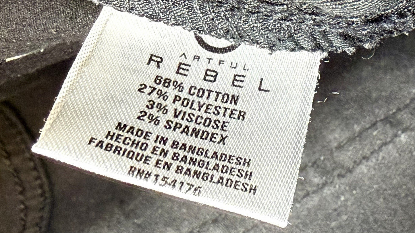 Artful Rebel Jeans Mens 34x32 Black Jax Slim Fit Straight Leg Stretch NWOT
