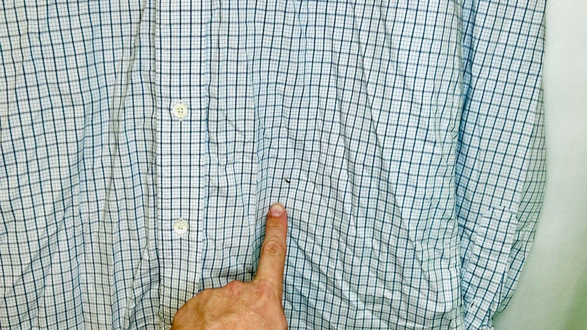 Banana Republic White Plaid Grant Slim Fit Stretch Button Up Shirt Mens Large