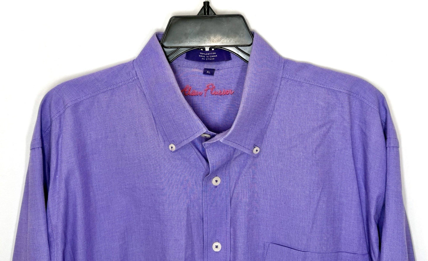 ALAN FLUSSER Shirt Men's Size XL Purple Cotton Long Sleeve Button Up Dress