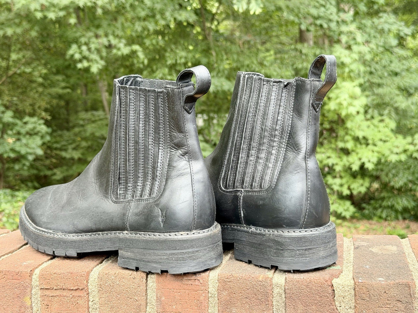 AllSaints Bloom Men's Chelsea Boots Washed Black Leather Lug Sole Size 46 US 13