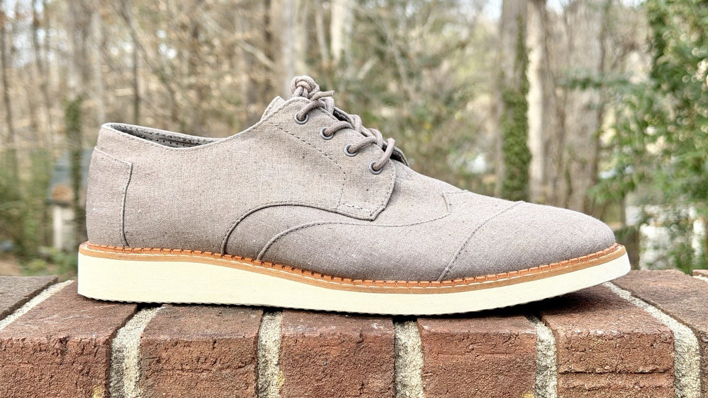 TOMS Brogue Oxford Men’s Size 11 - Dary Gray Leather/Washed Canvas - New w/o Box