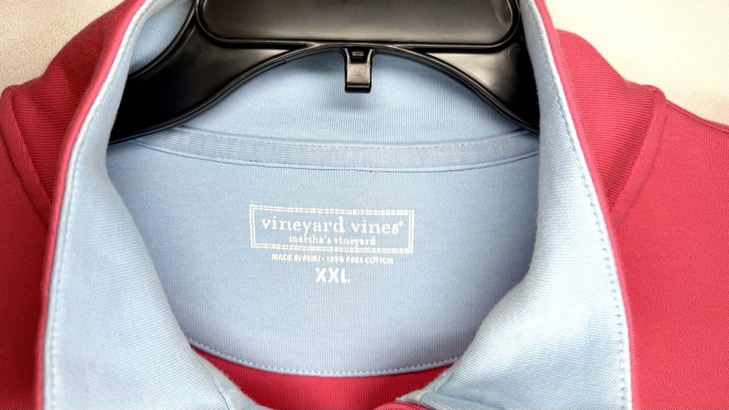 Vineyard Vines 3/4 zip Firecracker Pink Salmon Color Sweatshirt XXL