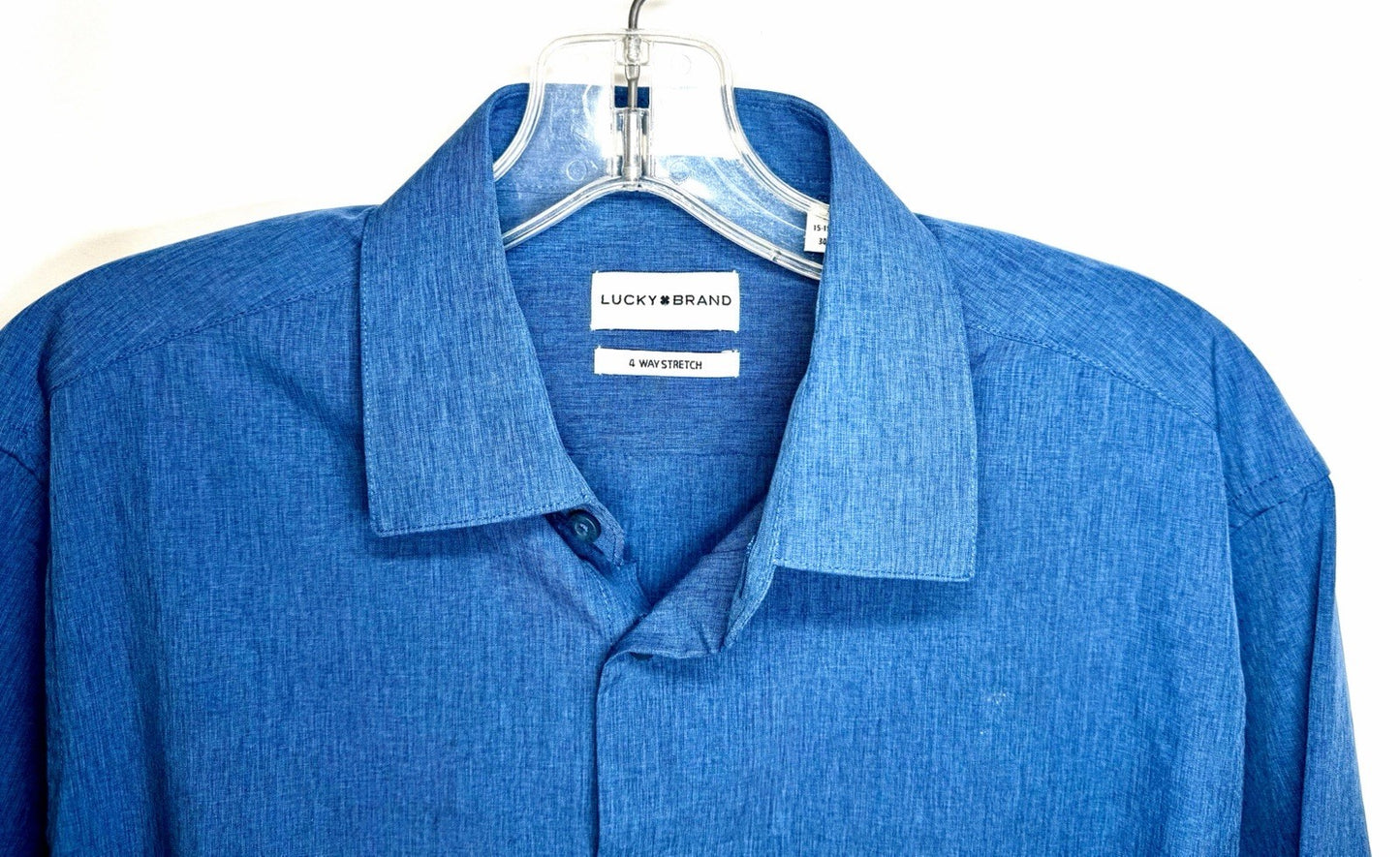 Lucky Brand 4 Way Stretch Slim Fit Western Classic Dress Shirt Sz M Medium Blue