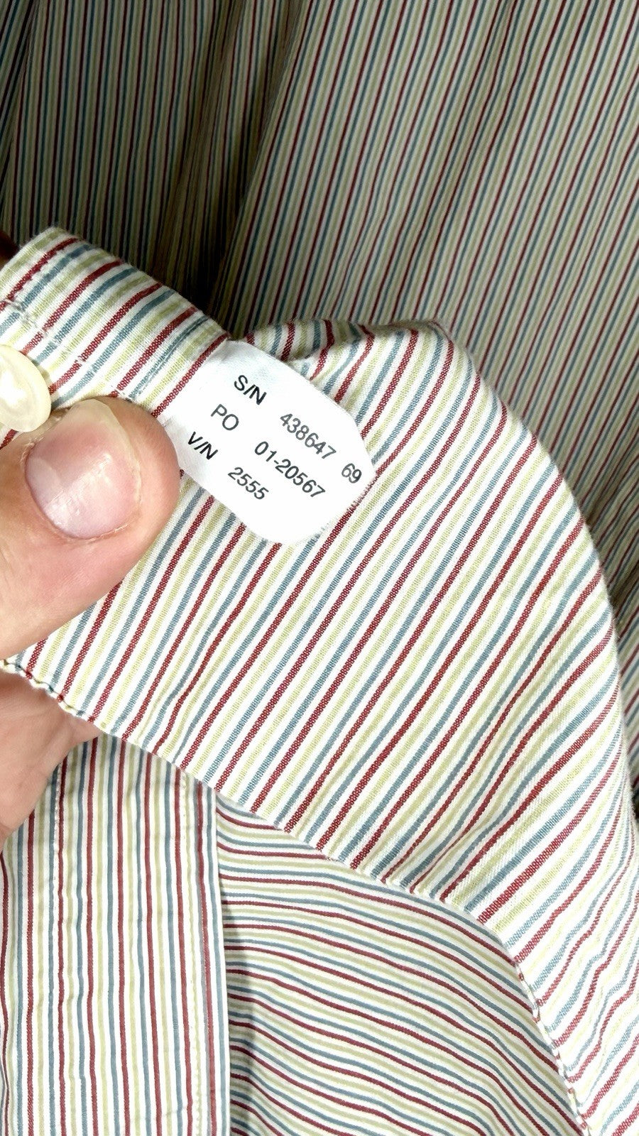 Cutter & Buck Shirt Mens Large Button Up Beige Striped Short Sleeve 100% Cotton