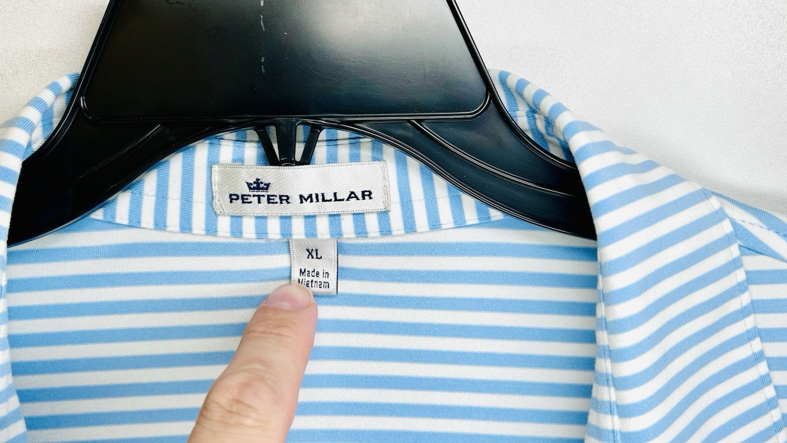 Peter Millar Polo XL Crown Crafted Performance Blue Striped Golf Shirt Collared