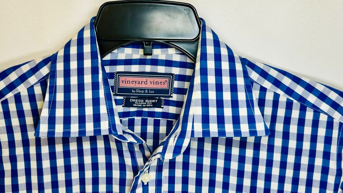 Vineyard Vines ® Dress Shirt / Classic Fit / Size 15 1/ 2 - 33 / Blue & White