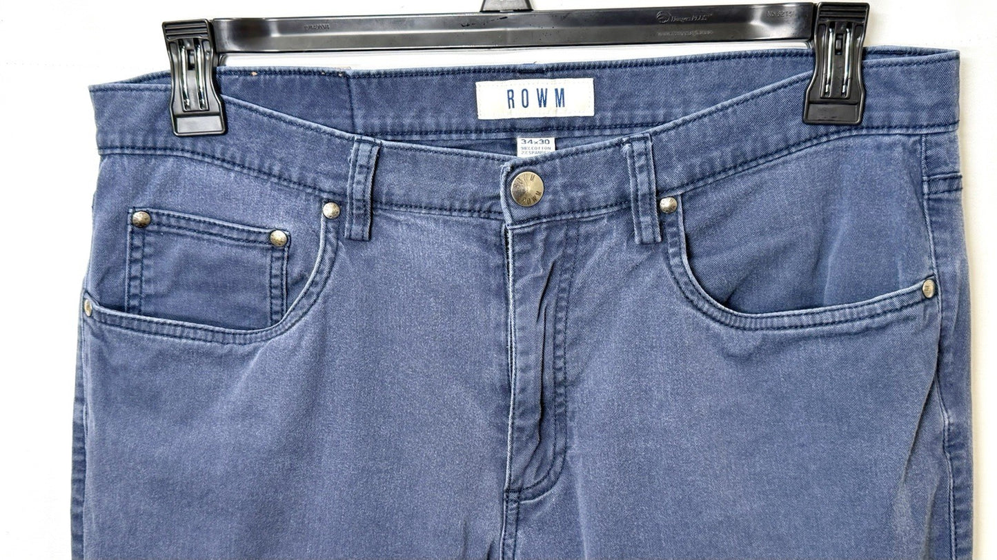 ROWM Blue Wash Denim Jeans Men’s Size 34x30 Slim Straight Leg Jeans