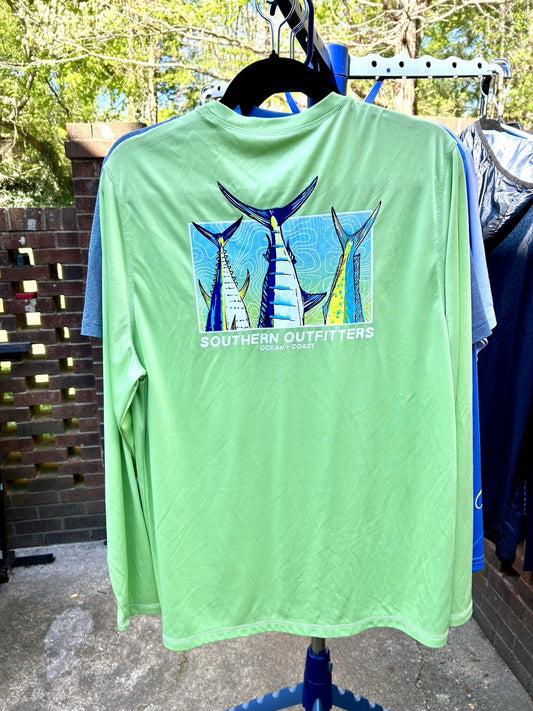 Ocean & Coast Lime Green Long Sleeve Performance Shirt - Men’s Medium 