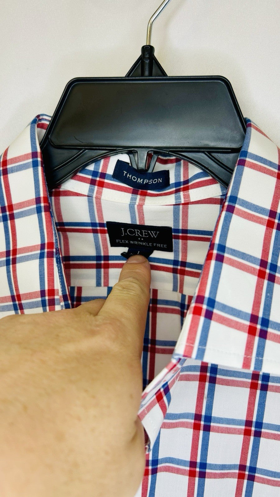 J.Crew Flex Wrinkle Free / Red/Blue Checkered Button Up / Men’s Large 16-16 1/2