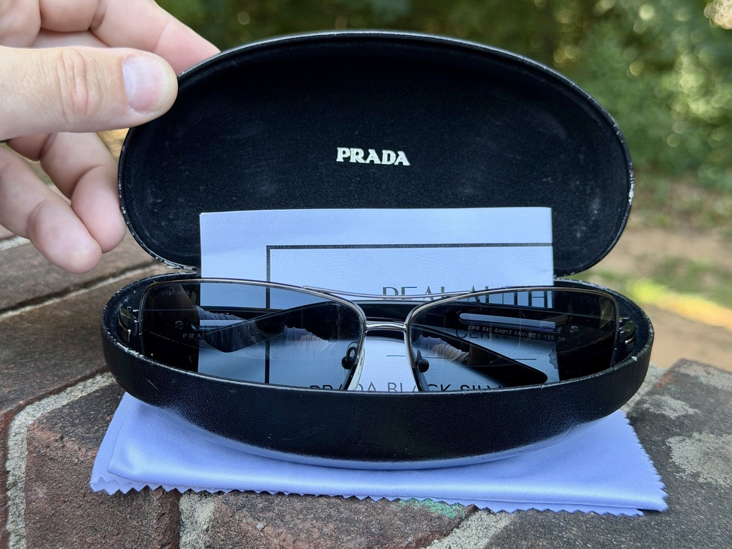 PRADA SPR 54I Sunglasses Polarized Silver Metal Blue Lens 64 12 125 With COA