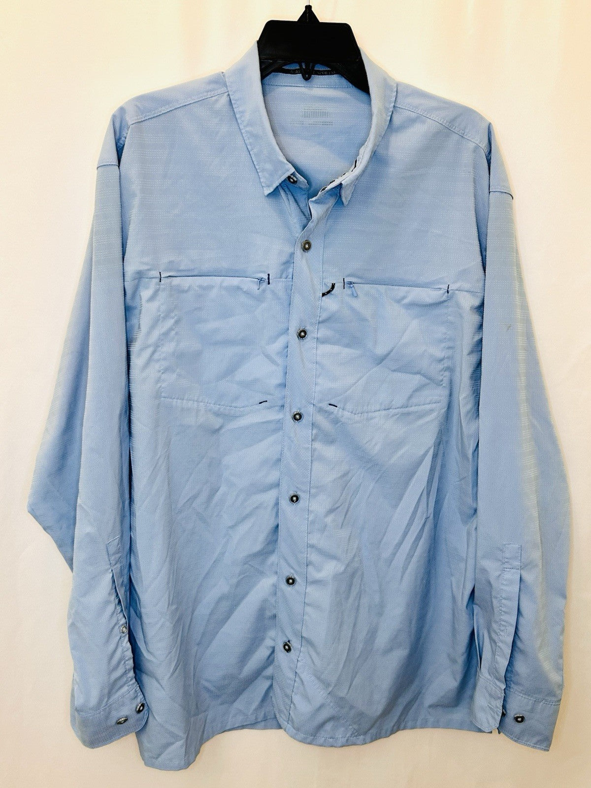 World Wide Sportsman Light Blue Long Sleeve Fisherman Button Up Shirt Men’s XL