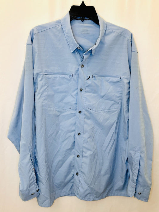 World Wide Sportsman Light Blue Long Sleeve Fisherman Button Up Shirt Men’s XL