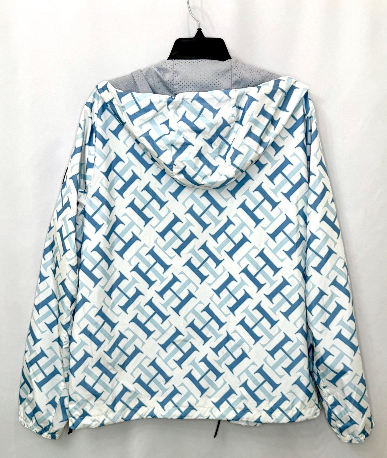 Tommy Hilfiger Womens M Windbreaker Jacket Hooded Monogram Print Water Resistant