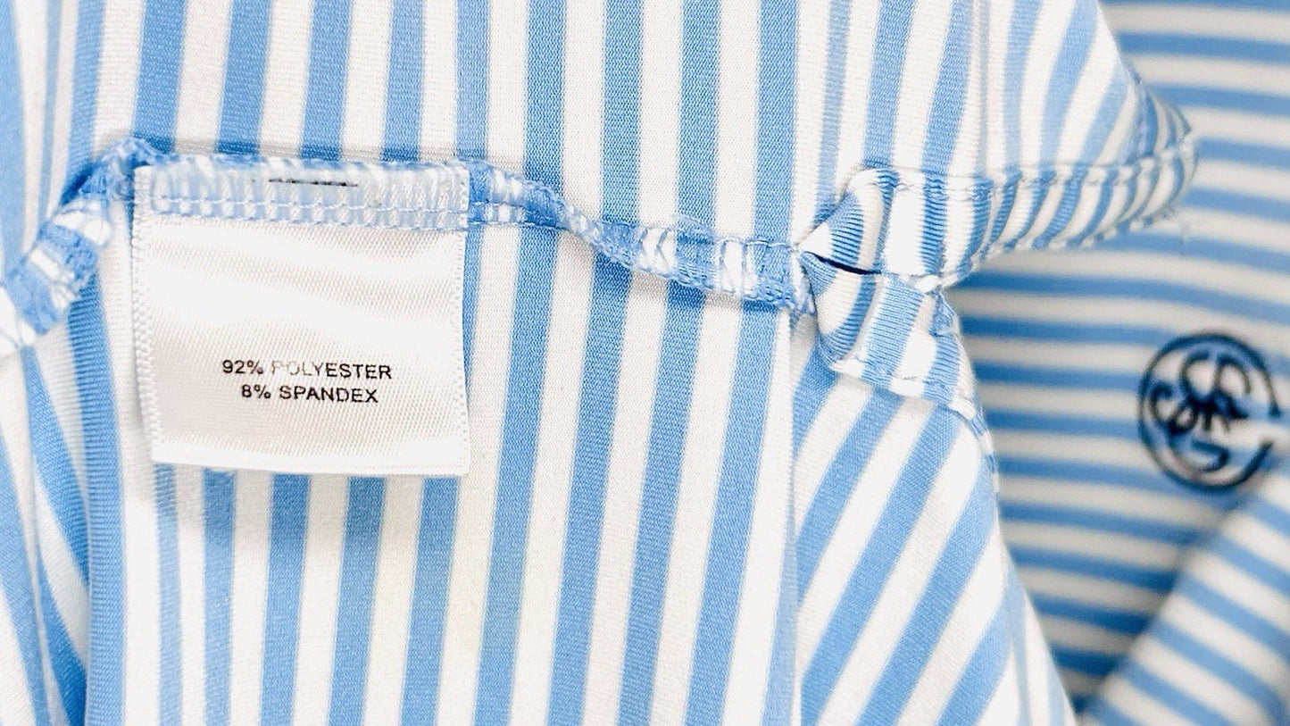 Peter Millar Polo XL Crown Crafted Performance Blue Striped Golf Shirt Collared