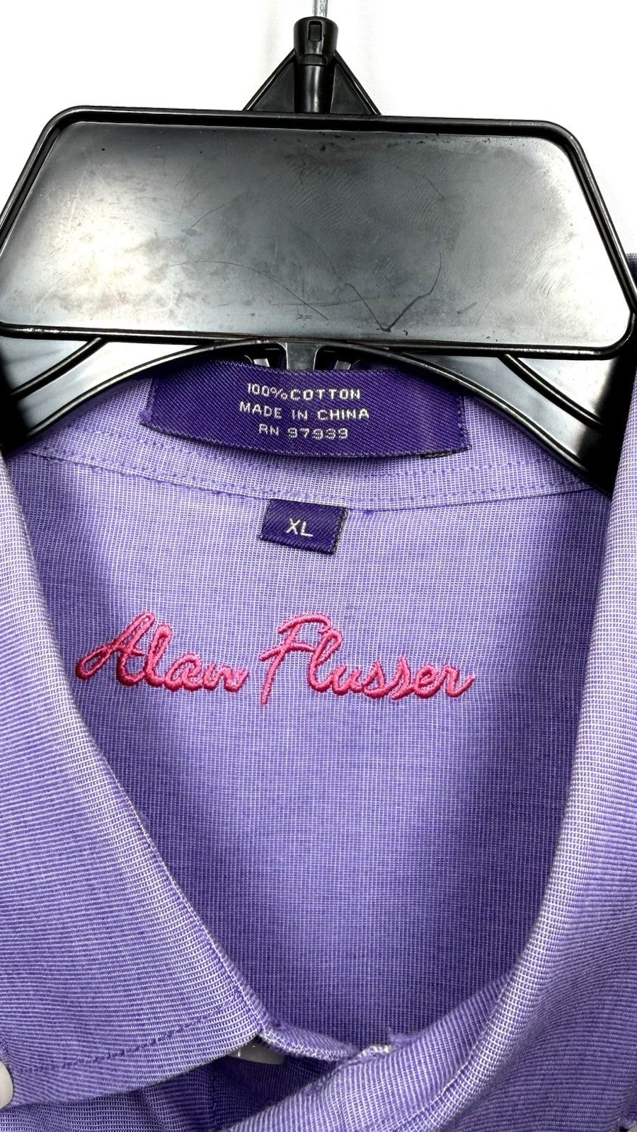 ALAN FLUSSER Shirt Men's Size XL Purple Cotton Long Sleeve Button Up Dress