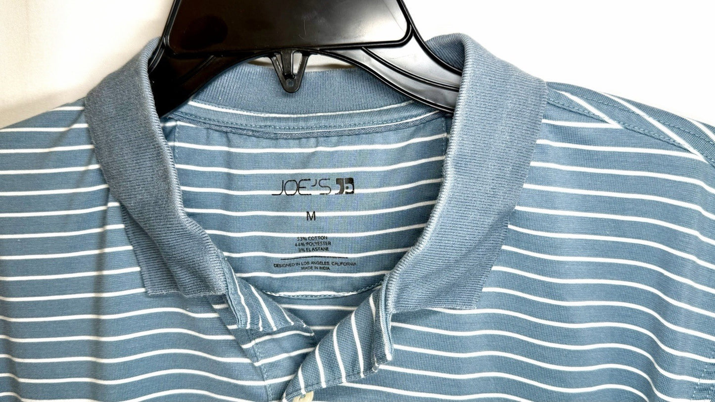 JOE'S JEANS Men's Medium Grey Heather Short Sleeve Stripped Polo Stretch