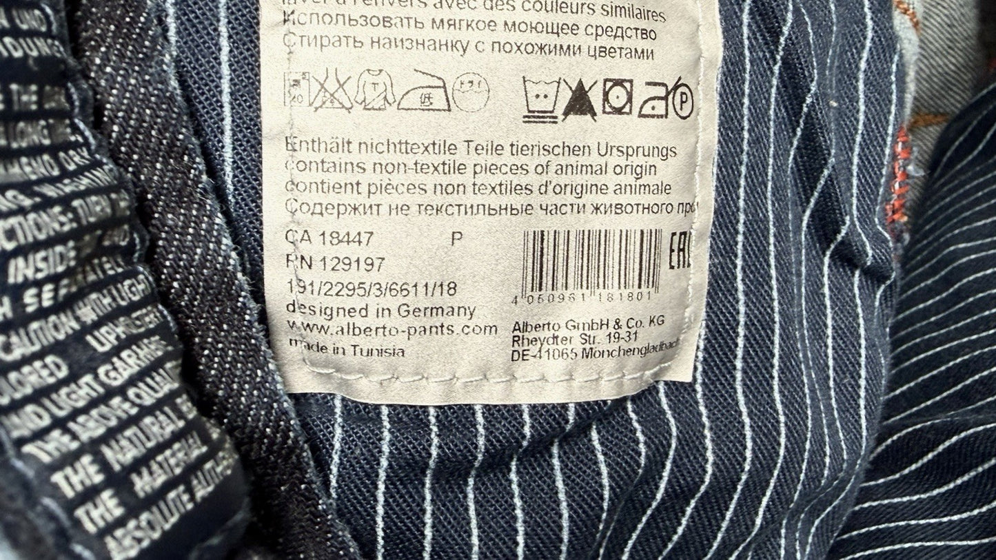 Alberto Pipe Regular Slim Fit Denim Blue Dark Wash 38x30 (Tag 38x34) $245 Retail