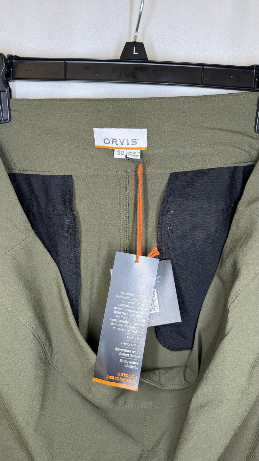 NWT Orvis Womens Hiking Outdoor Slim Pants Sz 20 Green Nylon/Spandex Blend Solid