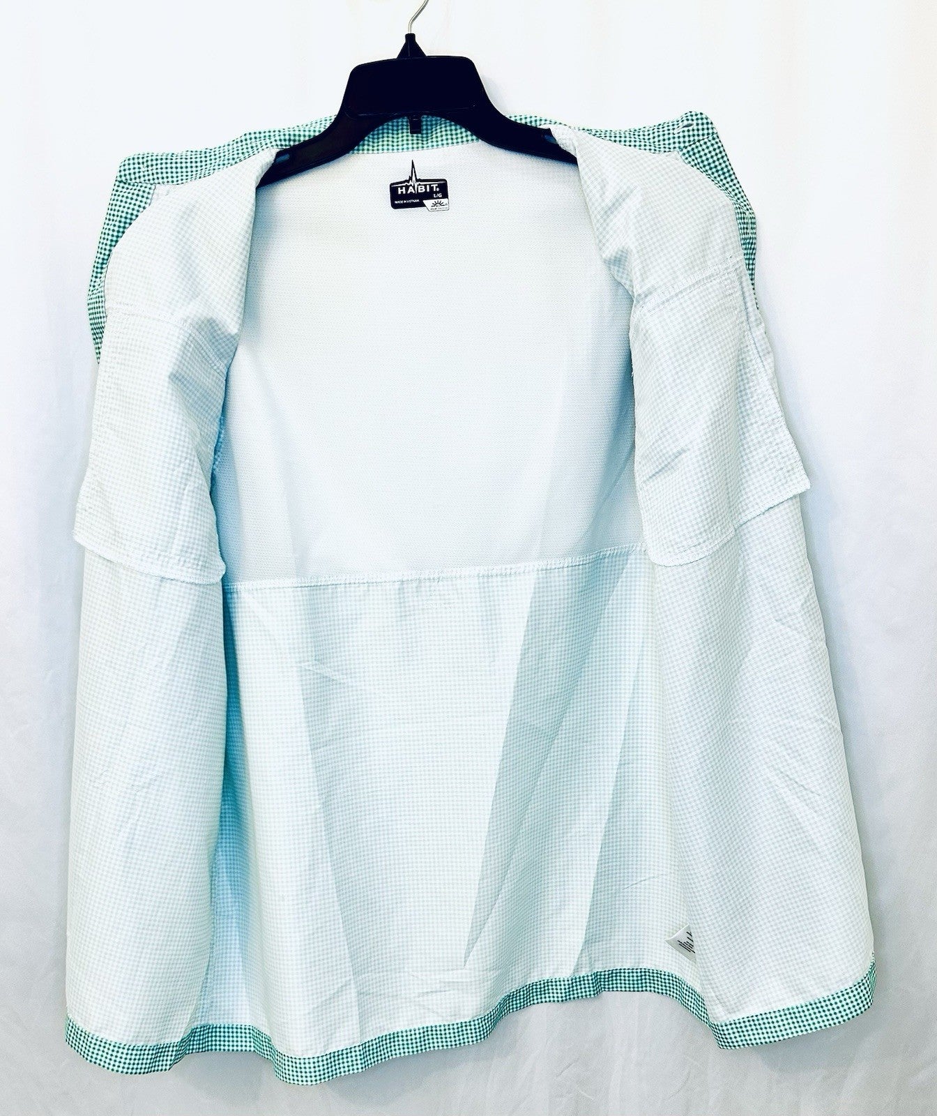 Habit Shirt Mens Medium 40+ Solar Factor Outdoor Fishing Button Gingham Plaid