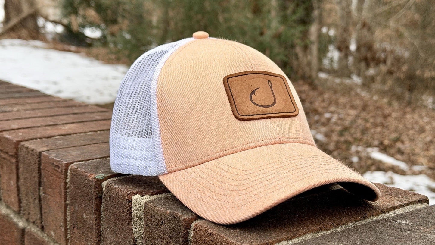 AVID Fishing Layday Trucker Hat Snapback Mesh Back Fish Hook Patch