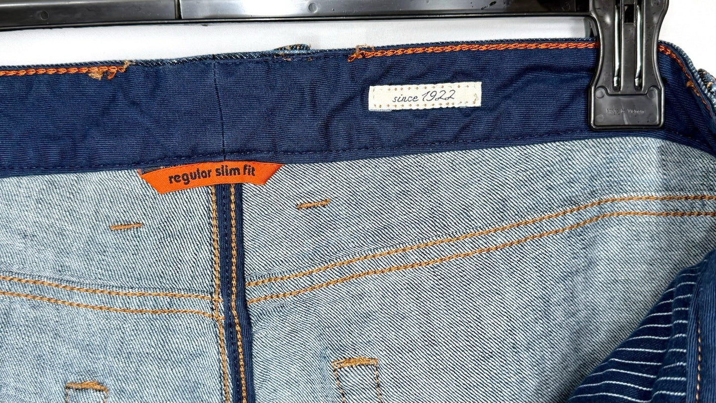 Alberto Pipe Regular Slim Fit Denim Blue Dark Wash 38x30 (Tag 38x34) $245 Retail