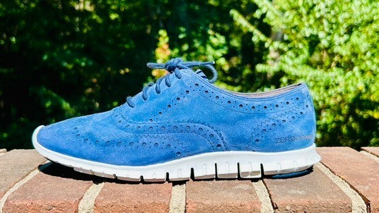 Cole Haan Zerogrand Wingtip Oxfords Blue Suede Women's Shoes Size 7.5 B EUC