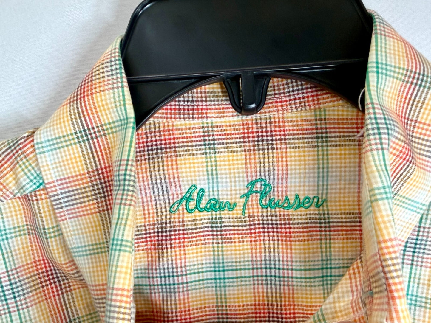 Alan Flusser Mens Long Sleeve Plaid Button Up Shirt Size S 100% Cotton