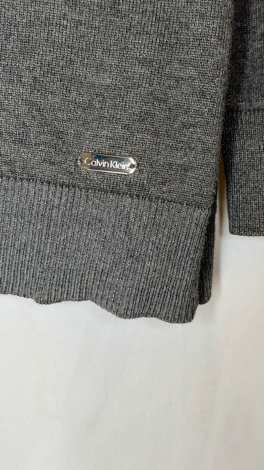 Calvin Klein Womens Turtleneck Grey Sweater Long sleeve M Gold Buttons