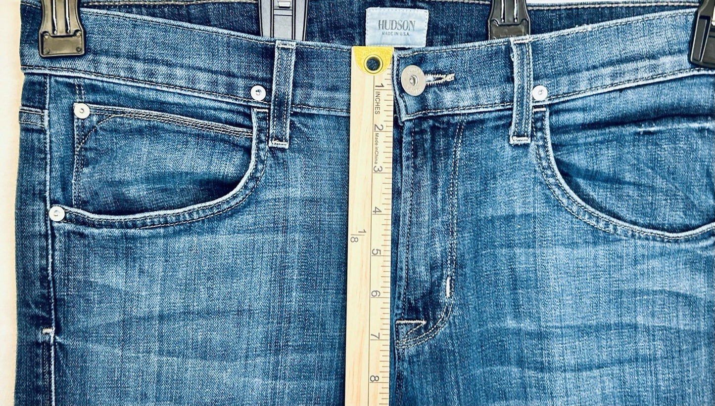 Hudson Jeans Mens 33x32 Byron Five Pocket Straight Blue Button-Fly Preppy City