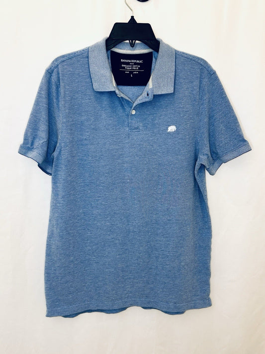 Banana Republic Polo Shirt Stretch Size Large Navy Blue Mens Short Sleeve