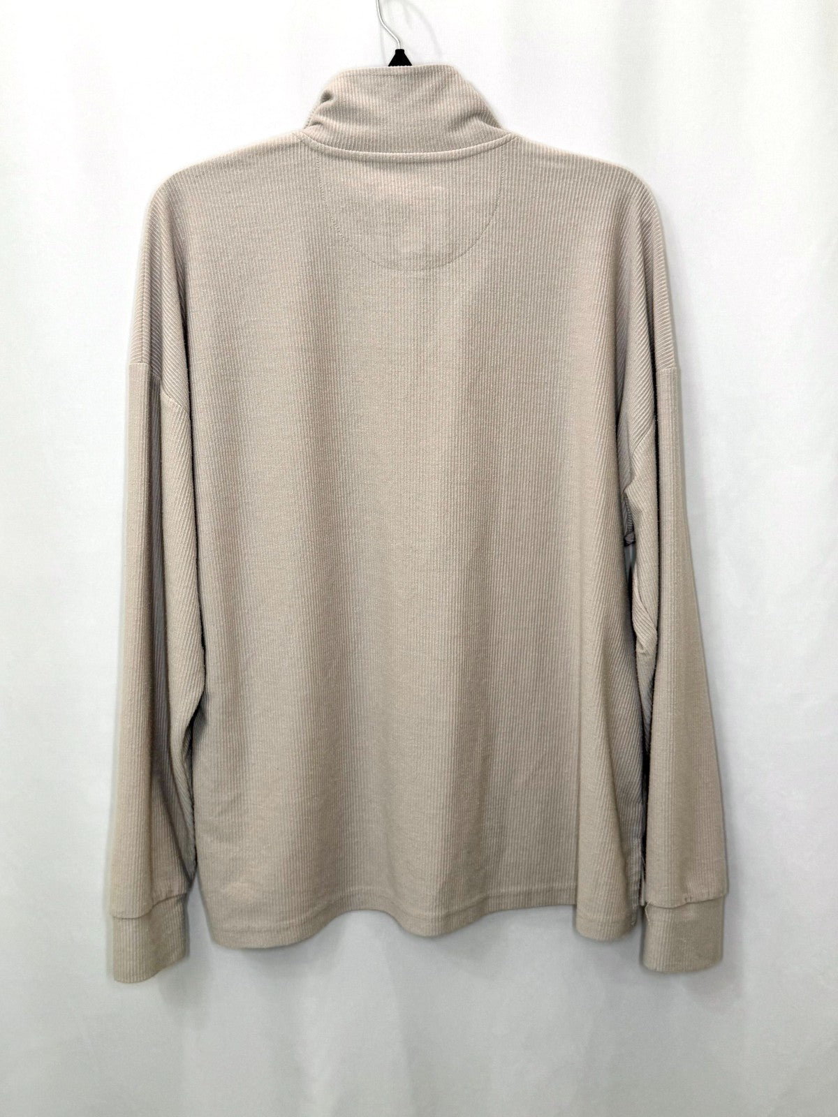 Simply Southern Womens Medium Quarter Zip Ribbed Pullover Sweatshirt Taupe Grey