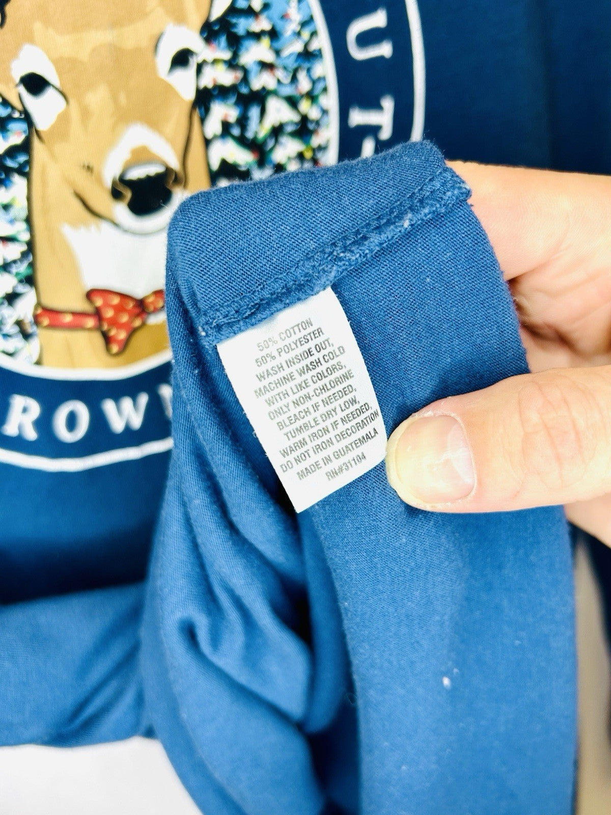 Crown & Ivy Blue Deer Lights Long Sleeve Graphic Tee - Men’s Large