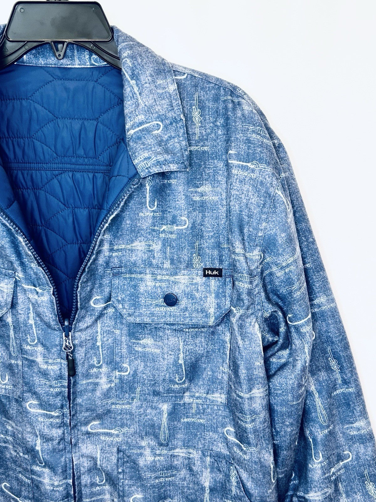 HUK Ballast Reversible Jacket Mens Large Quilted Fishing Water Resistant Outdoor