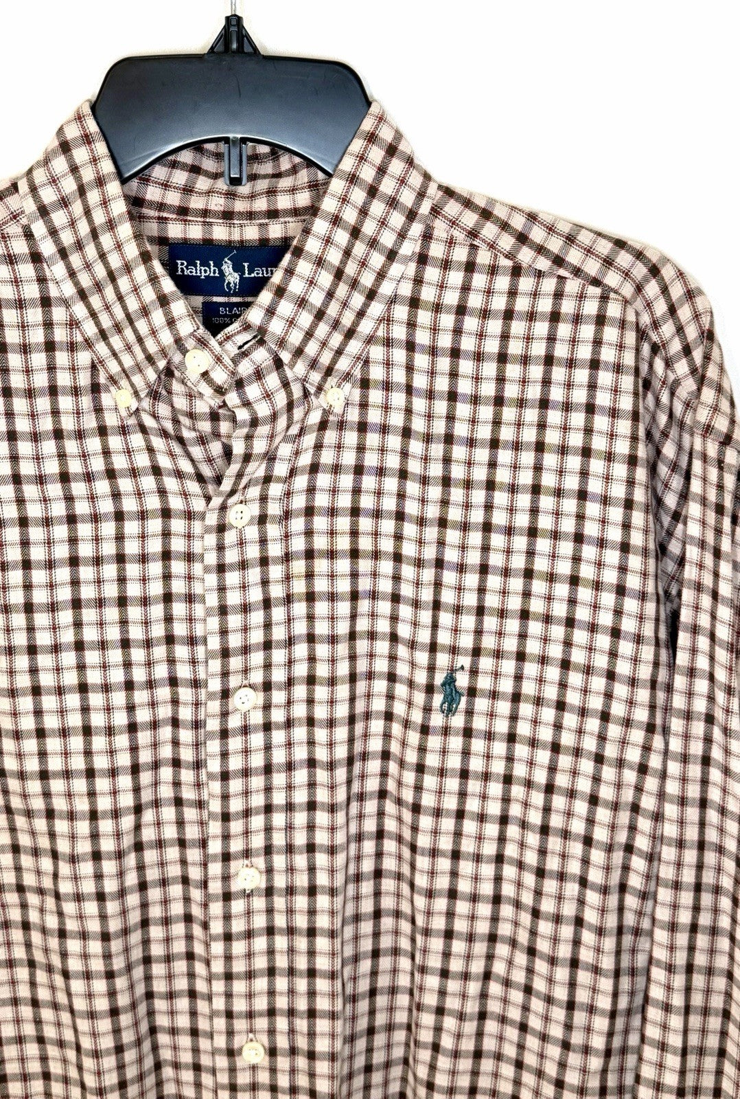 Polo Ralph Lauren Shirt Men Large Button Down Check Shepherds Gingham Blake