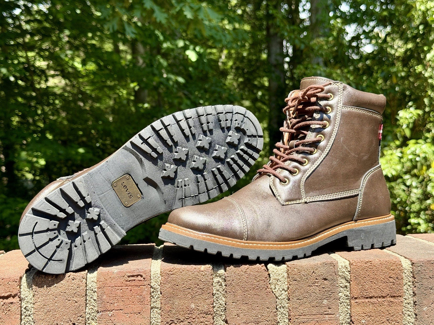 Levi's Mens Wyatt Brown Vegan Leather Lace Up Rugged Casual Boots Size 10 NEW