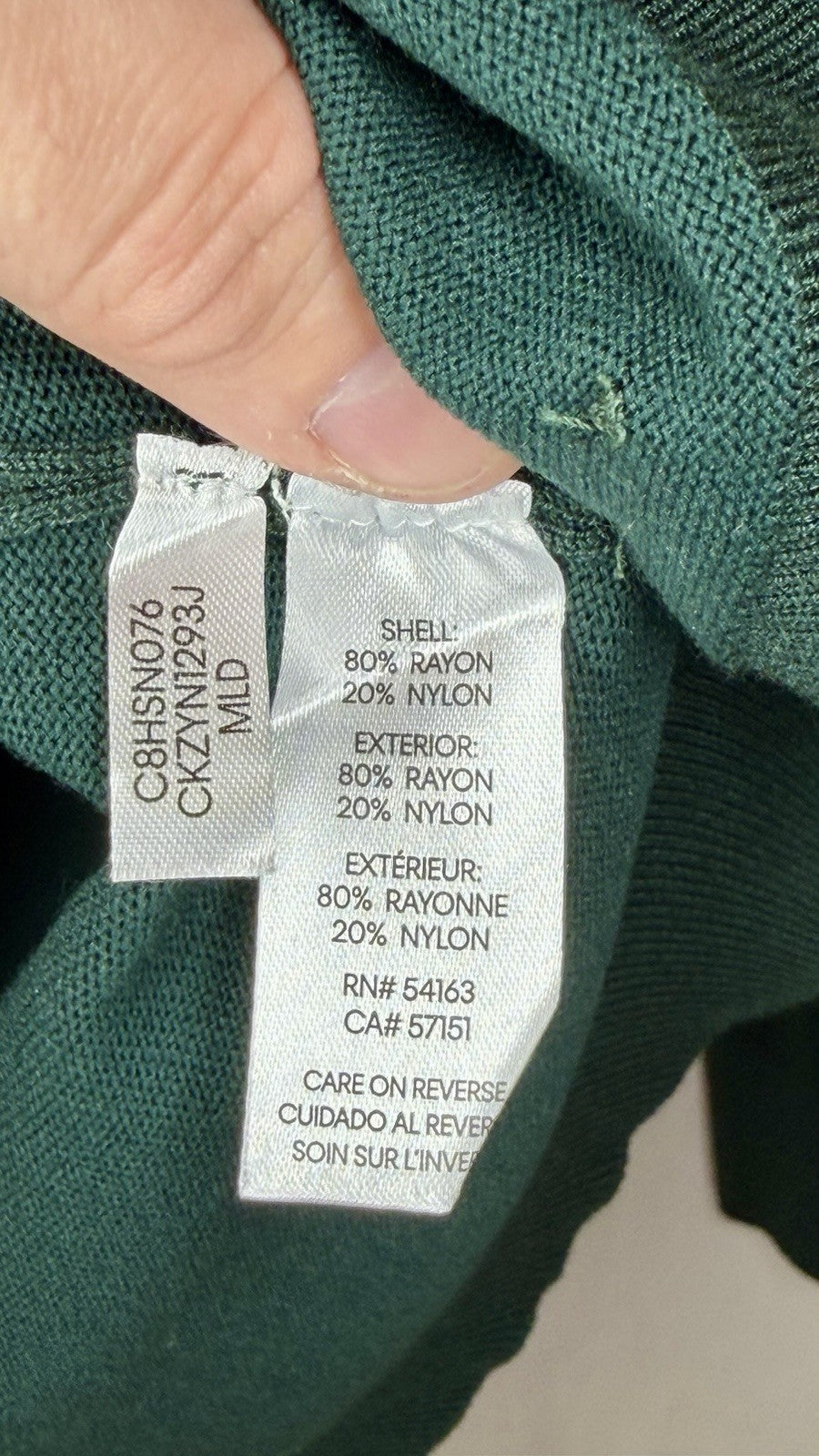 Calvin Klein Womens Turtleneck Dark Green Sweater Long sleeve M Gold Buttons