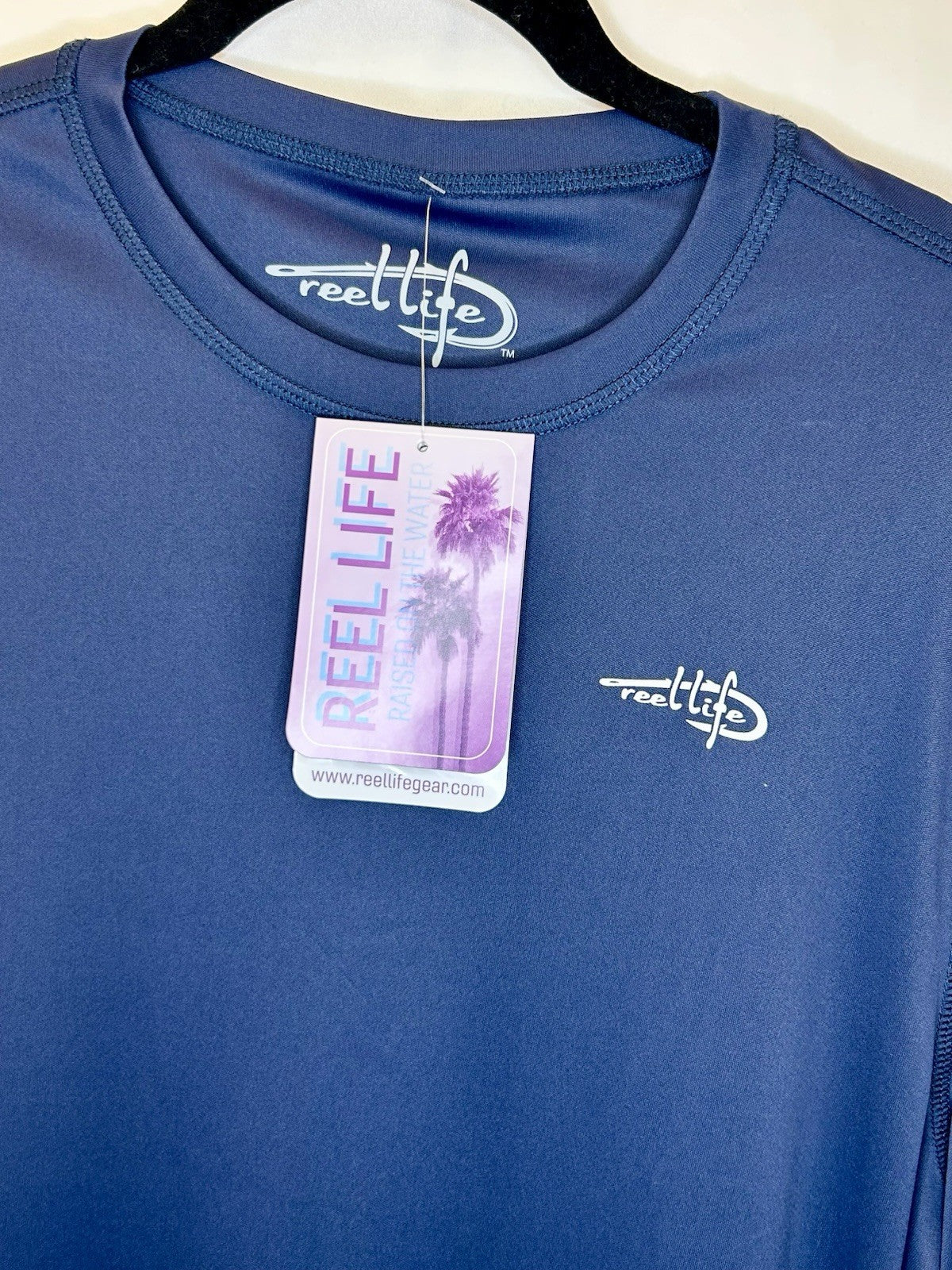 NWT Reel Life Sz Medium “Raised On The Water” L/S T-shirt Patriotic Swordfish
