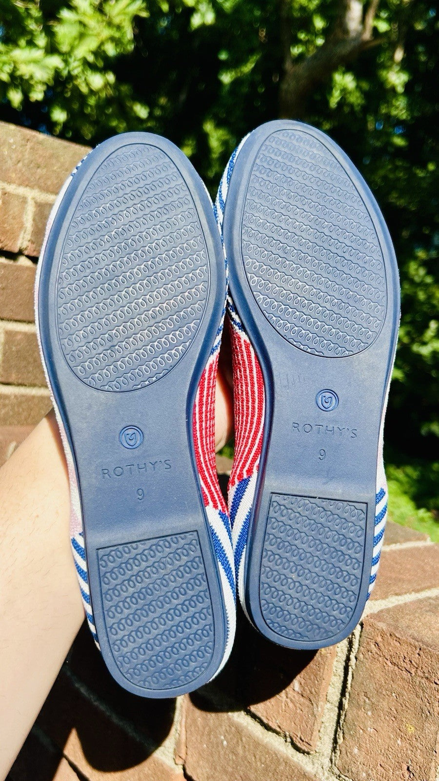 NWOT ROTHYS Pink Mixed Stripe Flat Rare Retired Size US 9
