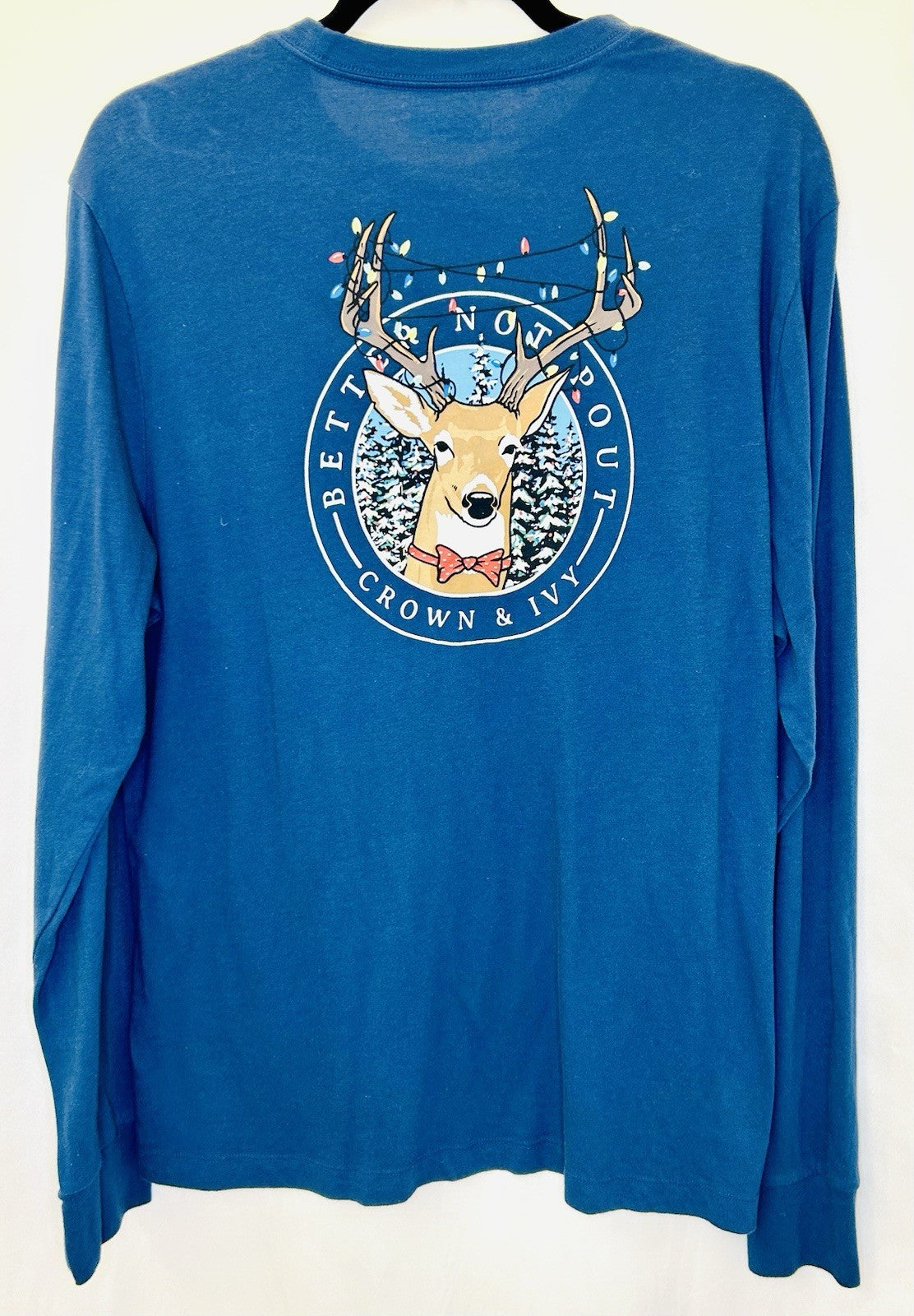 Crown & Ivy Blue Deer Lights Long Sleeve Graphic Tee - Men’s Large