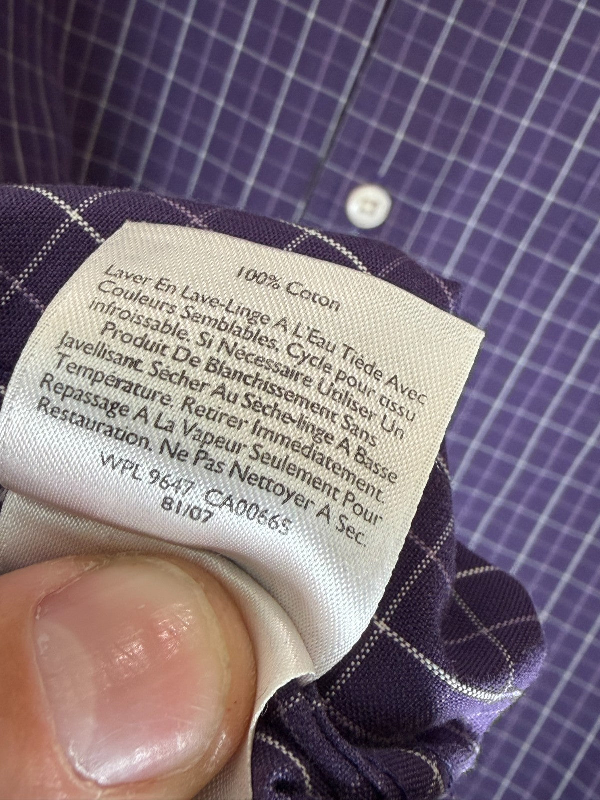Eddie Bauer Mens Shirt XL Purple Windowpane Grid Wrinkle Resistant Relaxed Fit