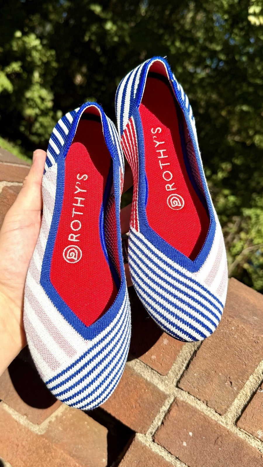 NWOT ROTHY’S Pink Mixed Stripe Flat Rare Retired Size US 6.5