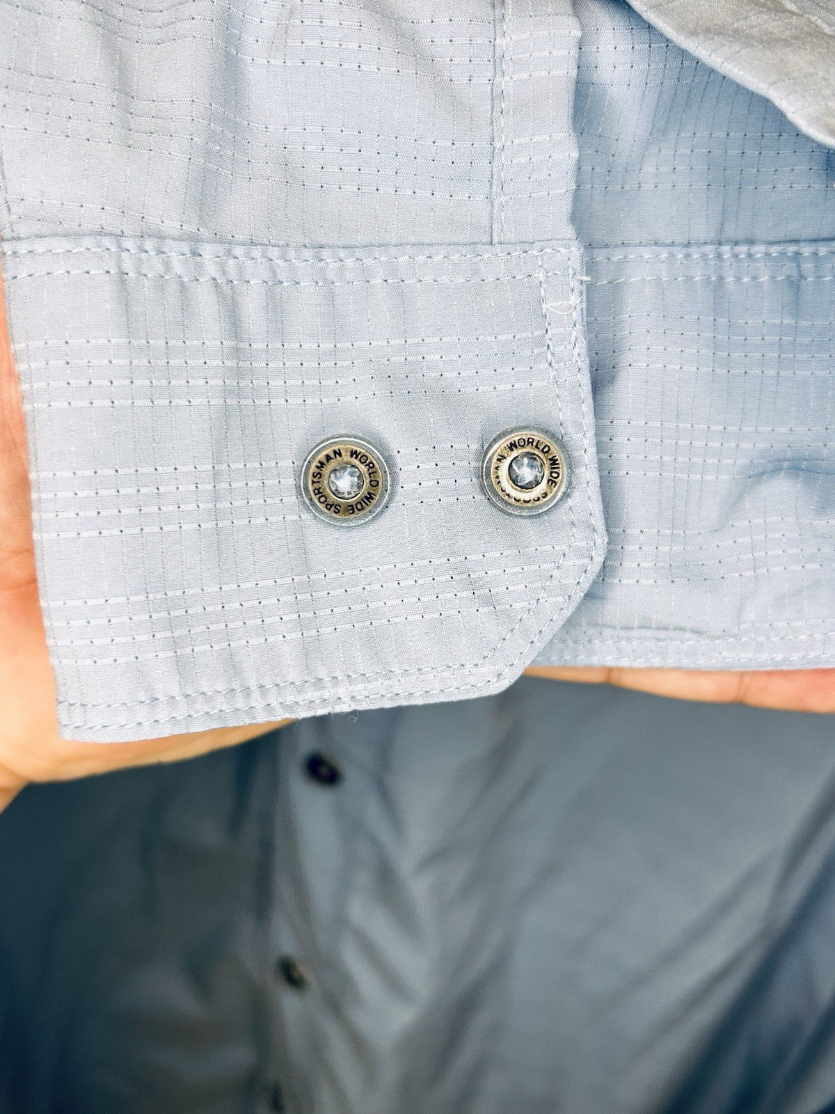 World Wide Sportsman Light Blue Long Sleeve Fisherman Button Up Shirt Men’s XL