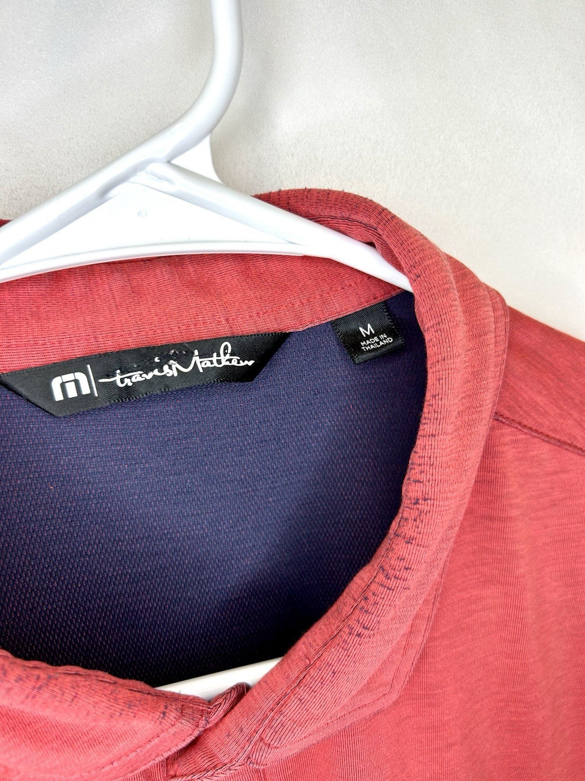 Travis Mathew Polo Shirt Red Golf Performance Pocket Mens Size Medium