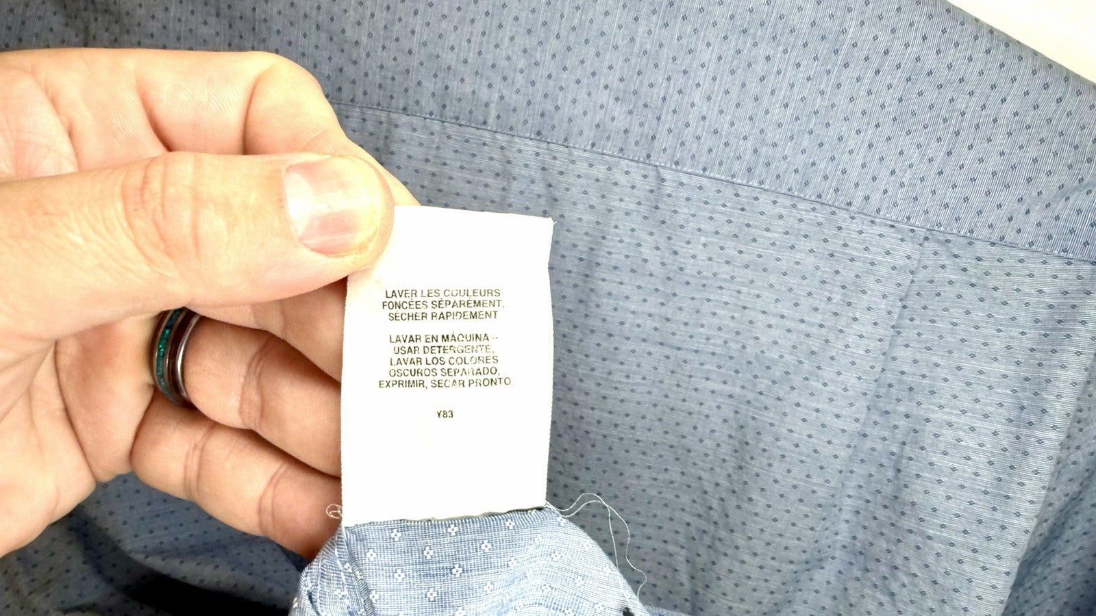 Men's Tommy Hilfiger Button Down Shirt size 17 Slim Fit 32/33 Long Sleeve Blue