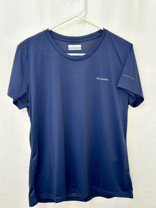 NWOT Columbia Womens SS Crew Omni Wick Dark Blue Short Sleeve Shirt Sz Large